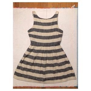 One ❤️ Clothing cream gray/navy blue striped zipper mini dress size M US